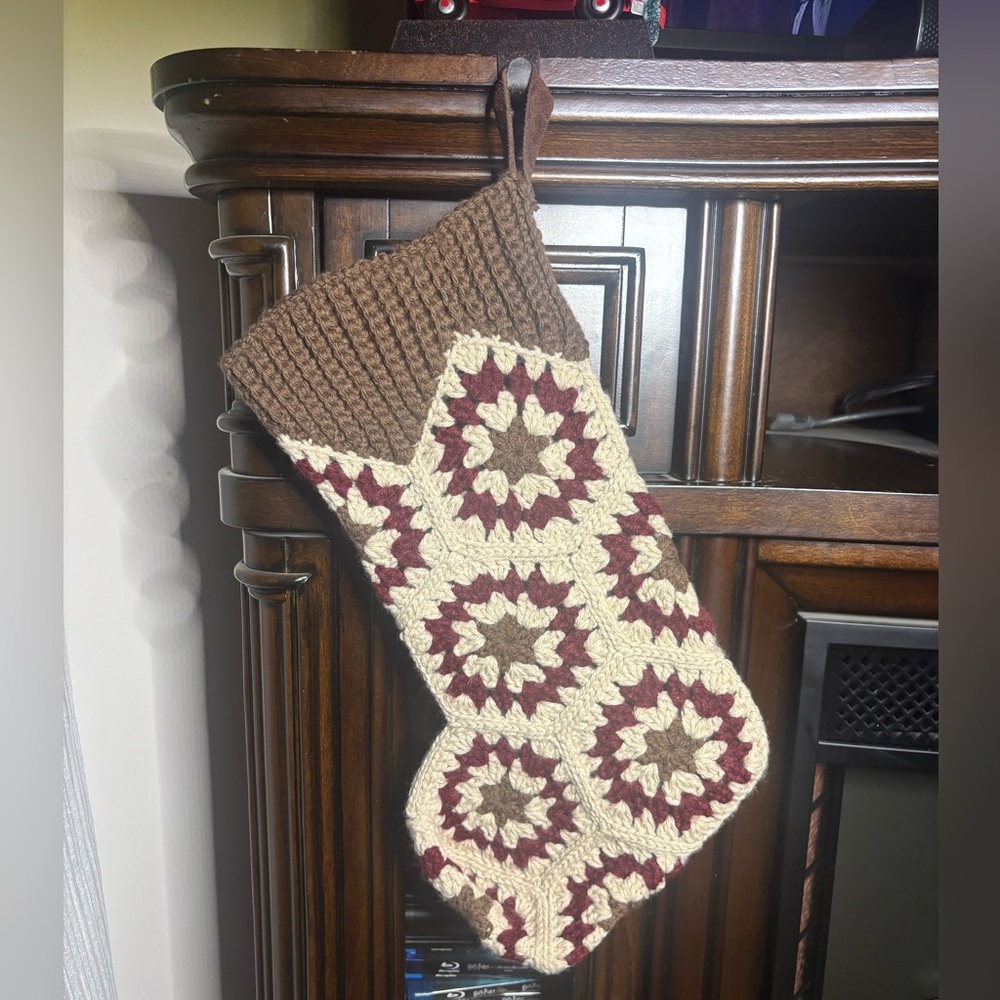 Handcrafted Holiday Stocking with Crochet Design - Picture 1 of 1